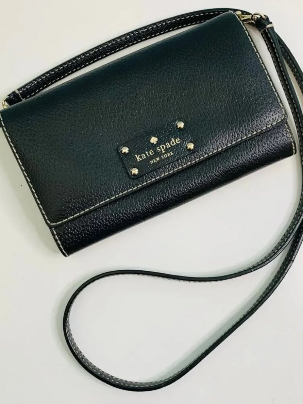 Kate Spade Natalie Wellesley Black Leather Crossbody Clutch EUC